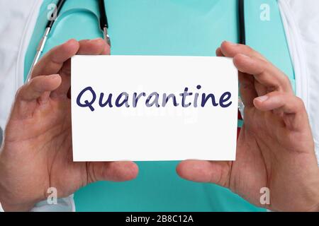 Isolement de quarantaine virus corona de Coronavirus diagnostic maladie médecin maladie malade avec signe Banque D'Images