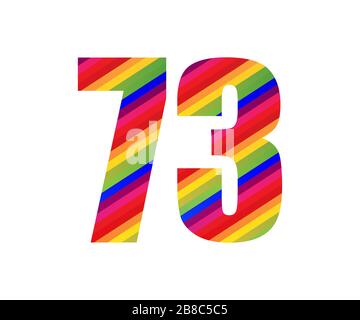 73 Numéro caractère numérique du style Rainbow. Coloré soixante-dix Illustration vectorielle à trois chiffres isolée sur fond blanc. Banque D'Images