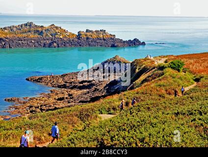 Pointe du Grouin, Côte d'Émeraude, Cancale, Ille-et-Vilaine, Bretagne, France Banque D'Images