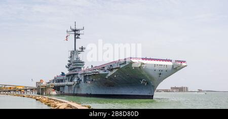 Le navire-musée USS Lexington porte-avions, à Corpus Christi, Texas, États-Unis Banque D'Images
