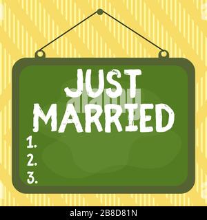 Texte écrit mot juste marié. Photo d'entreprise présentant une personne qui s'est récemment mariée ou qui a subi une matrice asymétrique inégale format patt Banque D'Images