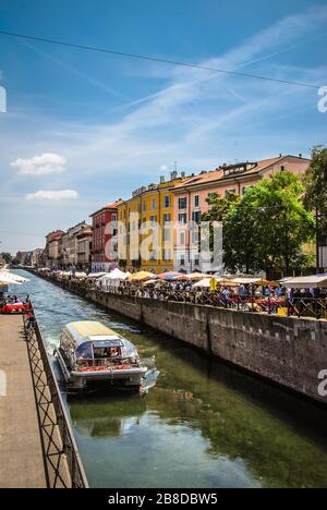 Le Naviglio Grande à Milan, Italie Banque D'Images