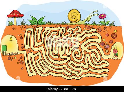 Jeu de labyrinthe et labyrinthe puzzle pour les enfants et les enfants. Simple, drôle et facile. Illustration de Vecteur