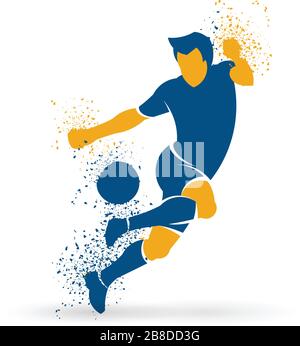 illustration vectorielle d'une clique de joueur de football. joueur de football jouant avec un ballon de football et montre ses compétences. Illustration de Vecteur