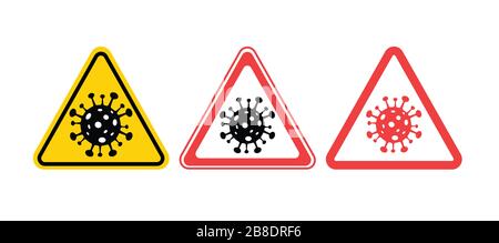 Avertissement signe du virus corona , danger du virus Corona et maladie du risque pour la santé publique et éclosion de covid-19. Concept médical pandémique avec cellules dangereuses Illustration de Vecteur