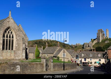 Église Saint-Édouard, Château de Corfe, Île de Purbeck, Dorset, Angleterre, Royaume-Uni,Historique,Landmark,attraction,Europe,Sud Banque D'Images