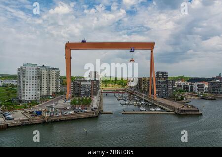 Un chantier naval dans le port de Göteborg Banque D'Images