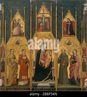 Giovanni di Pietro da Pisa - Altarpette de la Vierge aux Saints Agatha, Stephen, Francis et un Saint Martyr Banque D'Images