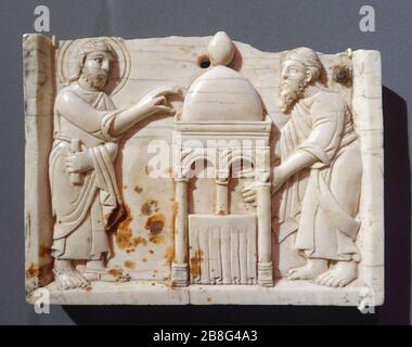 Dieu et Abraham, Italie du Sud, fin du XIe siècle, ivoire Banque D'Images