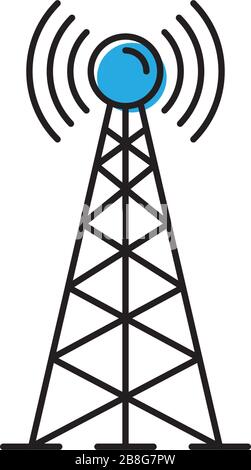 Symbole de vecteur d'antenne radio isolé sur fond blanc Illustration de Vecteur