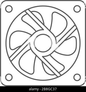 Icône vectorielle du refroidisseur d'ordinateur isolée sur fond blanc Illustration de Vecteur