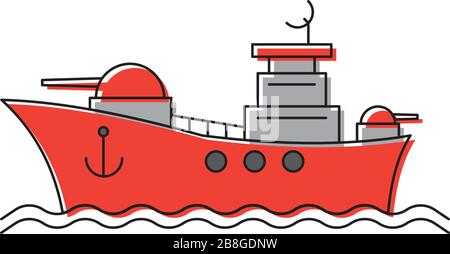 Icône de vecteur de cuirassé symbole marine isolé sur fond blanc Illustration de Vecteur