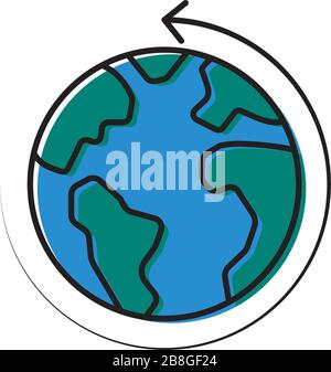 Symbole représentant un globe terrestre isolé sur fond blanc Illustration de Vecteur