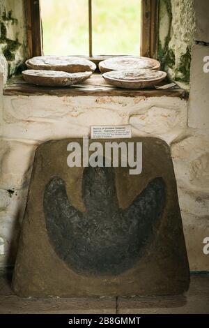 Empreinte de dinosaure d'Hadrosaur présente en 1982 sur la péninsule de Trotternish, l'île de Skye, l'Ecosse, le Royaume-Uni, l'Europe Banque D'Images