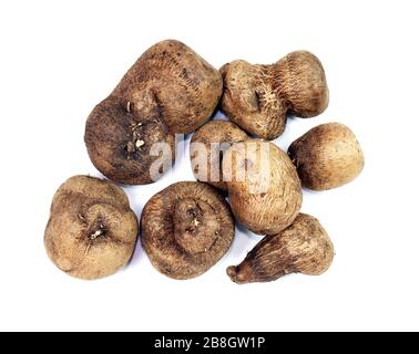 Dioscorea, Mun-NEB (mot thaïlandais), Dioscorea tuck frais, Dioscorea slats racine isolée sur fond blanc, Rubeola fotografie Banque D'Images