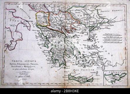 Graecia Antiqua carte de la Grèce antique 1809. Banque D'Images
