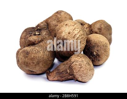 Dioscorea, Mun-NEB (mot thaïlandais), Dioscorea tuck frais, Dioscorea slats racine isolée sur fond blanc, Rubeola fotografie Banque D'Images