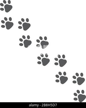 Icône vectorielle Black Paw Print, isolée sur fond blanc Illustration de Vecteur