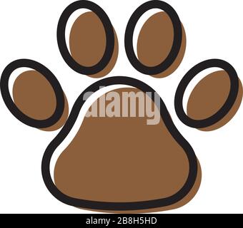 Icône vectorielle Black Paw Print, isolée sur fond blanc Illustration de Vecteur