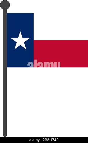 illustration vectorielle plate simple du drapeau texan avec flagpole isolé sur fond blanc Illustration de Vecteur