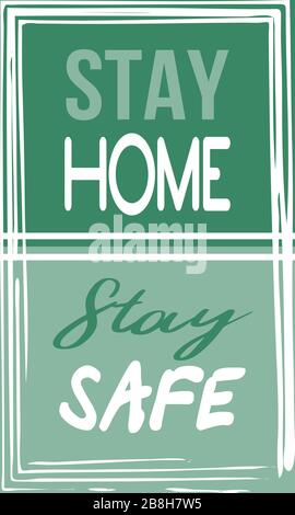 Poster simple en blanc, vert et bleu avec texte « Way home - Stay safe » Illustration de Vecteur