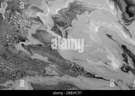 Texture ondulée noire et blanche abstraite. Art fractal numérique Banque D'Images