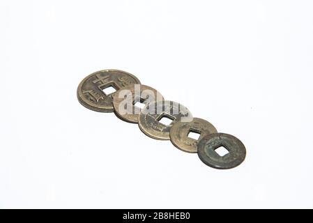 Pièces de cuivre anciennes chinoises, Chine Banque D'Images