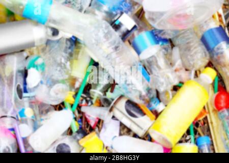 déchets flous fond de bouteille en plastique de déchets, flou de texture de déchets en plastique Banque D'Images