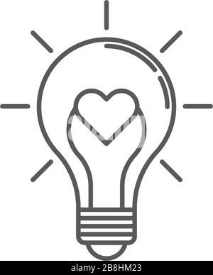 Forme de coeur dans une ampoule vector icon concept, isolé sur fond blanc Illustration de Vecteur