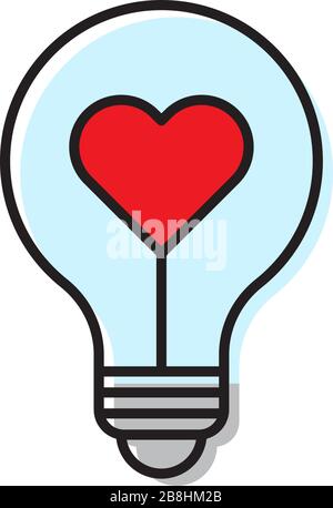Forme de coeur dans une ampoule vector icon concept, isolé sur fond blanc Illustration de Vecteur
