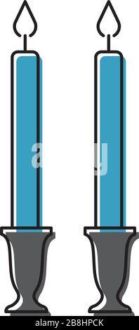 Les bougies Shabbat sont un symbole d'icône vectoriel isolé sur fond blanc Illustration de Vecteur