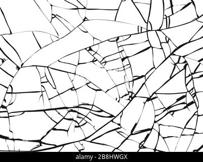 Surface de la texture de verre cassée. Esquisse brisée ou effet de verre écrasé. Illustration vectorielle isolée sur fond blanc Illustration de Vecteur
