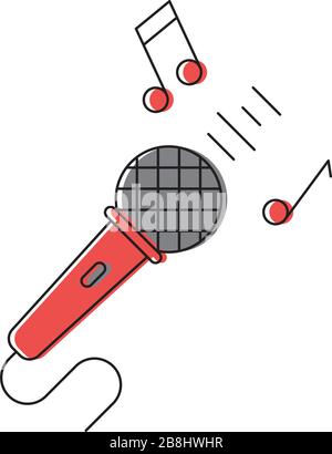 Symbole d'icône vectorielle de microphone Karaoke isolé sur fond blanc Illustration de Vecteur