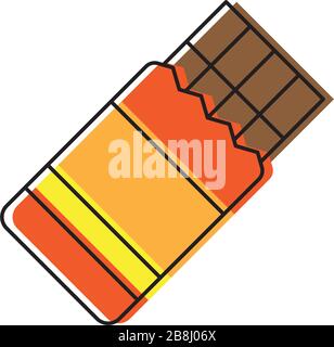 Les bonbons au chocolat dans l'icône de vecteur d'emballage symbolisent la nourriture isolée sur fond blanc Illustration de Vecteur
