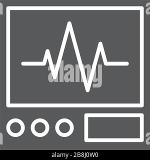 Symbole d'icône de vecteur de moniteur de cardiogramme médical isolé sur fond blanc Illustration de Vecteur