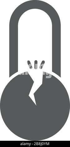 Sécurité du symbole de l'icône de vecteur de cadenas cassée isolée sur fond blanc Illustration de Vecteur