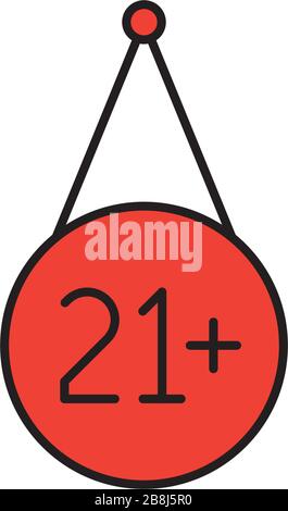 symbole vectoriel de signe de 21 ans et plus isolé sur fond blanc Illustration de Vecteur