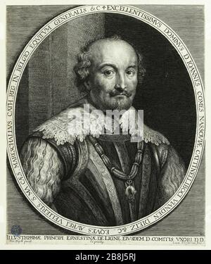 Comte de Nassau gagne (Hollstein 154) Antoine Van Dyck (1599-1641). Comte de Nassau-Siegen (Hollstein 154). Eau-forte sur papier, burin. Banque D'Images