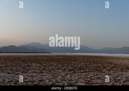 Afrique, Djibouti, lac Assal. Vue sur le paysage du lac Assal Banque D'Images