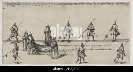 Funérailles de Charles nommé troisième pompe, duc de Lorraine, Nancy fait l'année 1608, quarantième représentation du conseil d'administration de la procession : Monseigneur François de Lorraine comte de Vaudemont (le Blanc 53 page 516; Andreas Andresen 10, Volume 4, page 192) Friedrich Brentel, dit Brentel le père (1580-1651). Pompe funèbre de Charles troisième du nom, Duc de Lorraine, fait à Nancy l'an 1608, quarantième planète de la représentation du cortège : Monseigneur François de Lorraine comte de Vaudémont (le Blanc 53 page 516 ; Andreas Andresen 10, tome 4, page 192). Eau-forte. 1609. Musée des Beaux-Arts de la Vil Banque D'Images