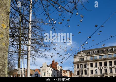 Les rues vides de la ville de Nottingham pendant la pandémie de coronavirus, Royaume-Uni. Banque D'Images