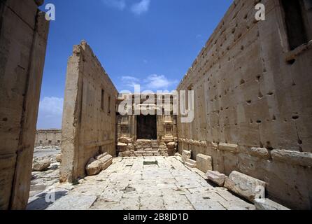 Le Temple de Bel, déjà détruit par ISIL Août 2015, temple de Baal, était une ancienne ruine en pierre situé à Palmyra, Syrie Banque D'Images