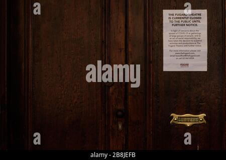 Le théâtre Athol Fugard, dans le district de Cape Town, six ferment ses portes dans le cadre d'une intervention de confinement contre l'épidémie mondiale de coronavirus Banque D'Images