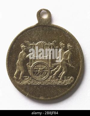 Rappelez-vous le grand concours de manoeuvres de pompes à incendie Maule, 25 avril 1880 Médaille commémorative sur le souvenir du grand concours de manœuvres de pompes à incendie à Maule, 25 avril 1880. Paris, musée Carnavalet. Banque D'Images