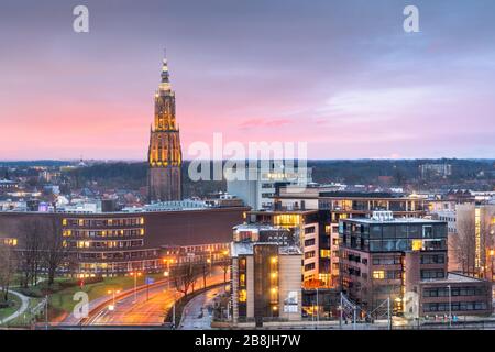 Amersfoort, ville des Pays-Bas au crépuscule. Banque D'Images