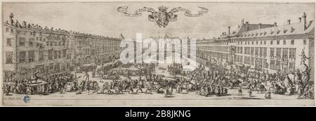 La carrière de Nancy et la nouvelle rue Nancy (Lieure 589 Meaume 621) Jacques Callot (1592-1635). 'La carrière de Nancy ou rue neuve de Nancy' (lieu 589, Meaume 621). Eau-forte. 1 ère du XVIIème siècle. Musée des Beaux-Arts de la Ville de Paris, petit Palais. Banque D'Images