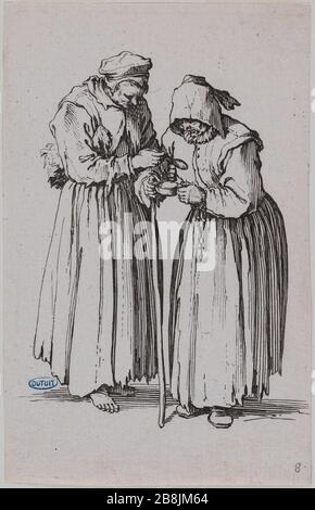 Les Beggars, les deux mendiants. Huitième nombre d'une séquence de 25 pièces (Lieure 486, Meaume 692) Jacques Callot (1592-1635). 'Les Gueux, les deux mendiantes. Huitième numéro d'une suite de 25 pièces (Lieure 486, Meaume 692). Eau-forte. 1622-1623. Musée des Beaux-Arts de la Ville de Paris, petit Palais. Banque D'Images