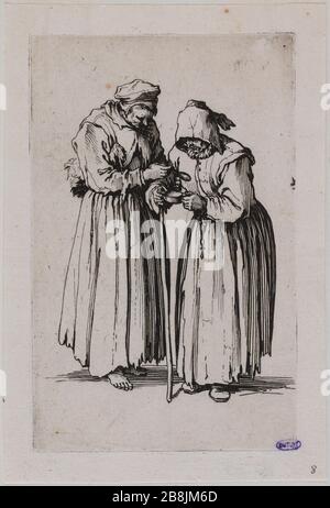 Les Beggars, les deux mendiants. Huitième nombre d'une séquence de 25 pièces (Lieure 486, Meaume 692) Jacques Callot (1592-1635). 'Les Gueux, les deux mendiantes. Huitième numéro d'une suite de 25 pièces (Lieure 486, Meaume 692). Eau-forte. 1622-1623. Musée des Beaux-Arts de la Ville de Paris, petit Palais. Banque D'Images