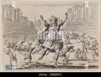 Les Caprices, Skirmish dans un cirque. Quarante-troisième nombre de la séquence de 50 pièces gravées Nancy (Lieure 470, Meaume 853) Jacques Callot (1592-1635). 'Les Caprices, Escargouche dans un cirque. Quarte-troisième numéro de la suite de 50 pièces gravée à Nancy' (lieu 470, Meaume 853). Eau-forte. 1621. Musée des Beaux-Arts de la Ville de Paris, petit Palais. Banque D'Images
