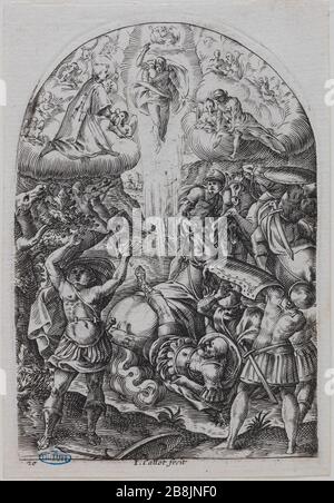 Tables de Rome, la conversion de Saint Paul Jacques Callot (1592-1635). 'Les Tableveaux de Rome, la conversion de Saint-Paul'. Burin. 1608-1611. Musée des Beaux-Arts de la Ville de Paris, petit Palais. Banque D'Images